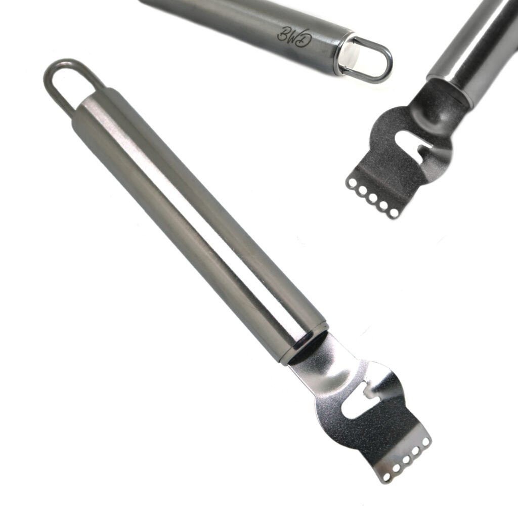 Stainless steel lemon zester and citrus peeler