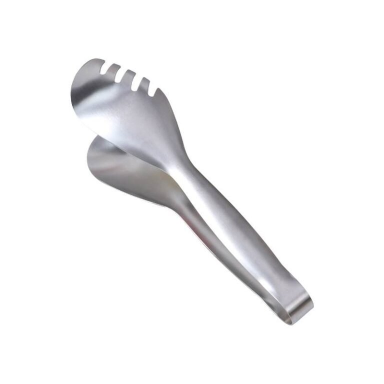 Stainless steel spaghetti tongs with toothed tips