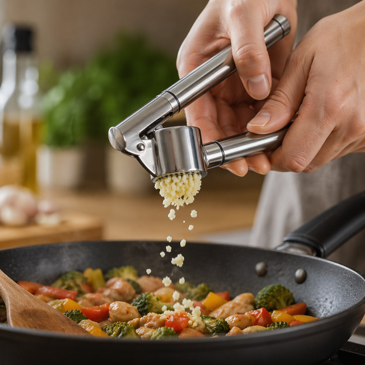 Stainless Steel Garlic Crusher Easy-Clean, Ergonomic Press for Everyday Cooking - Image 2