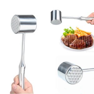 Stainless Steel Meat Tenderizer - Heavy-Duty Kitchen Hammer for Steak & Chicken