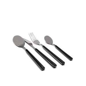 16-Piece Black Cutlery Set Modern Stainless Steel Flatware with ABS Handles